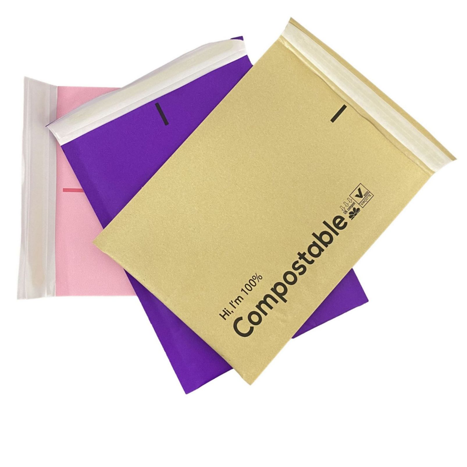 Kraft paper mailer padded with 100% compostable bubble mailer features and applications